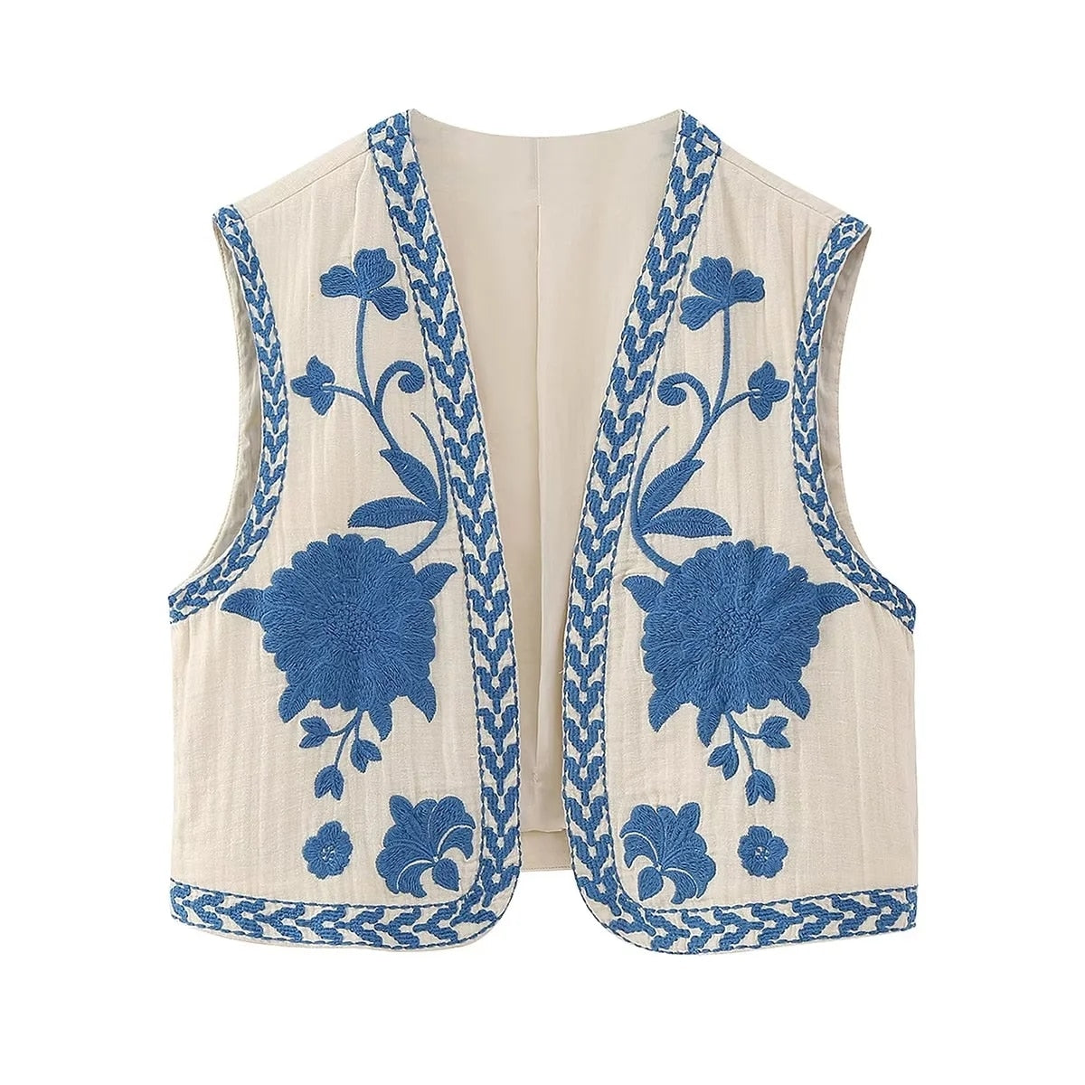 Nlzgmsj Vintage Flower Embroidery Vest Jackets Women 2023 Summer V Neck Cardigan Shirts Boho Loose Vest Female Tops