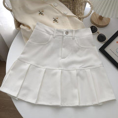 Pleated Skirt Women Y2k Harajuku White Pencil Skirt Uniforms Safety Pants Summer Solid Color Casual Mini Kawaii Skirt Fashion