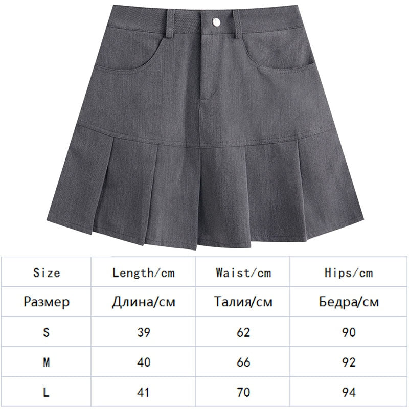 Pleated Skirt Women Y2k Harajuku White Pencil Skirt Uniforms Safety Pants Summer Solid Color Casual Mini Kawaii Skirt Fashion