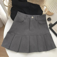 Pleated Skirt Women Y2k Harajuku White Pencil Skirt Uniforms Safety Pants Summer Solid Color Casual Mini Kawaii Skirt Fashion