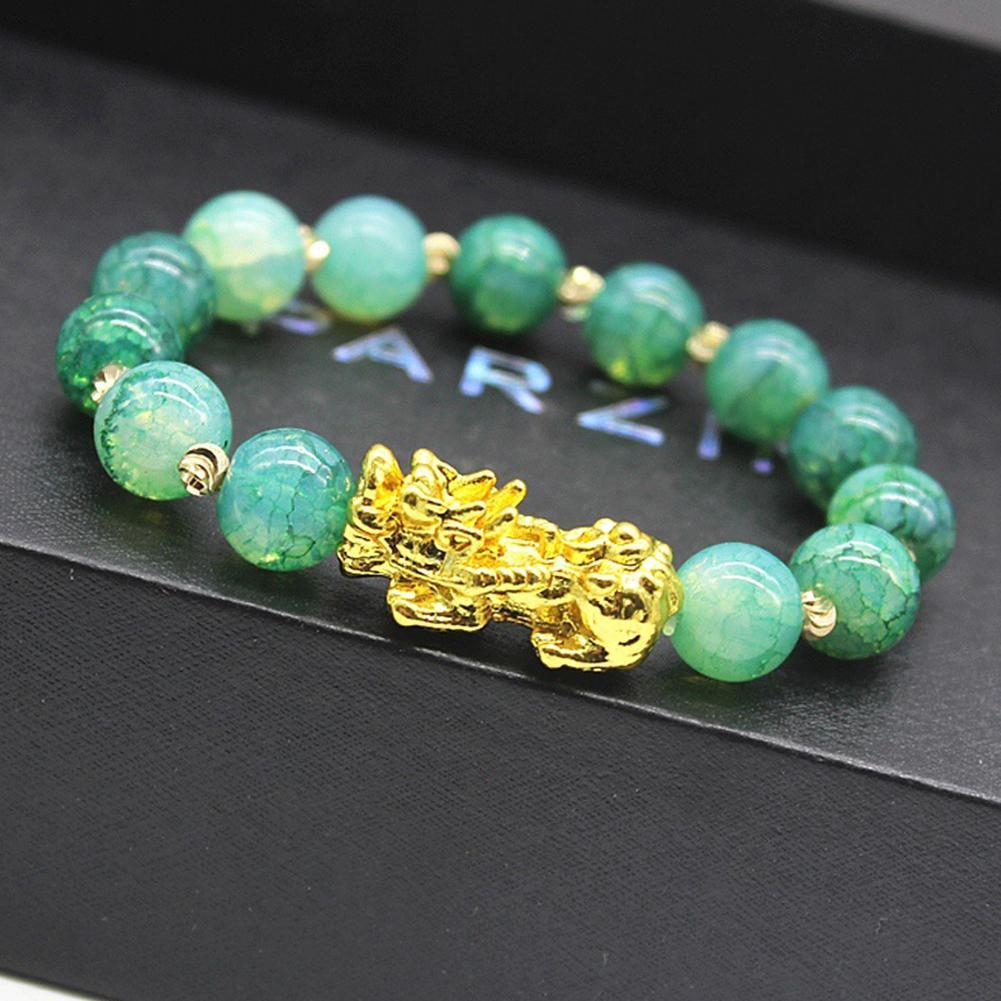 Obsidian Stone Beads Bracelet Pixiu Bring  Wealth Good Luck Feng Shui Chinese Beast Wristband Gold Pixiu Men Women Bracelet